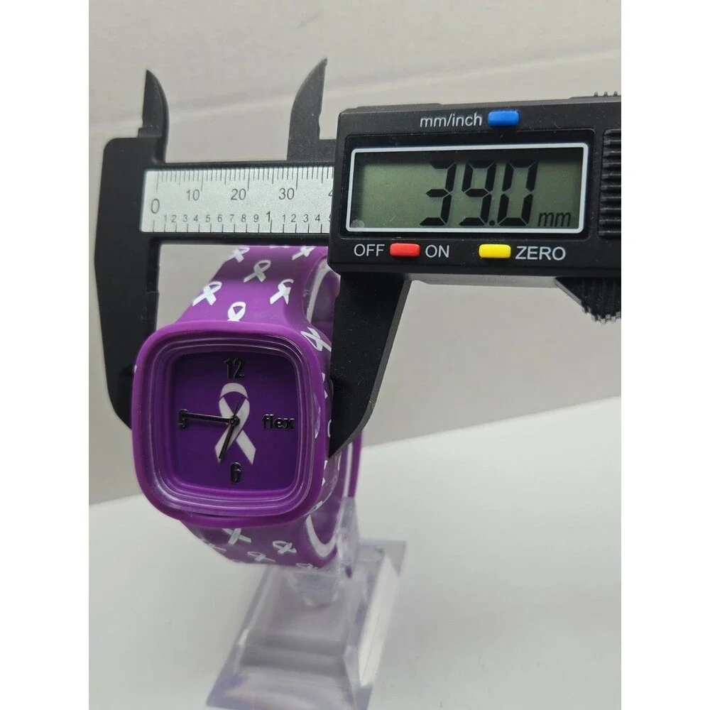 Flex Purple Awareness Ribbon Silicone Unisex Quartz Wristwatch 3 ATM New Battery